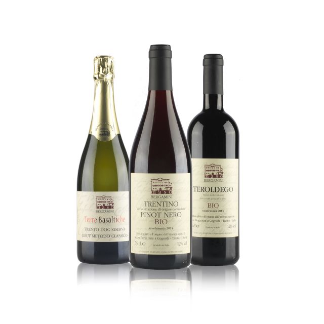 CONFEZIONE 3 BOTTIGLIE VINO E SPUMANTE BIO MASO BERGAMINI