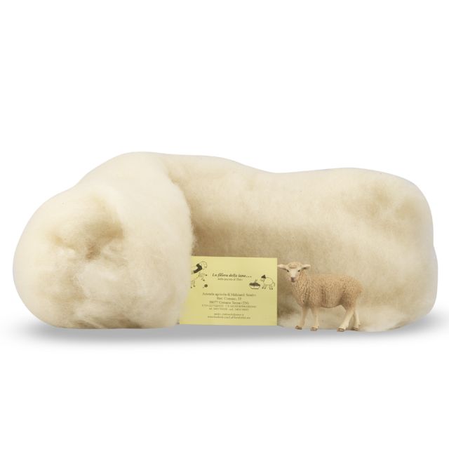 Lana trentina cardata sacchetto 250 g bianco naturale La Filiera della Lana