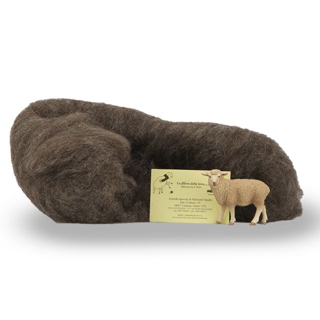 Lana trentina cardata marrone naturale 250 g La Filiera della Lana