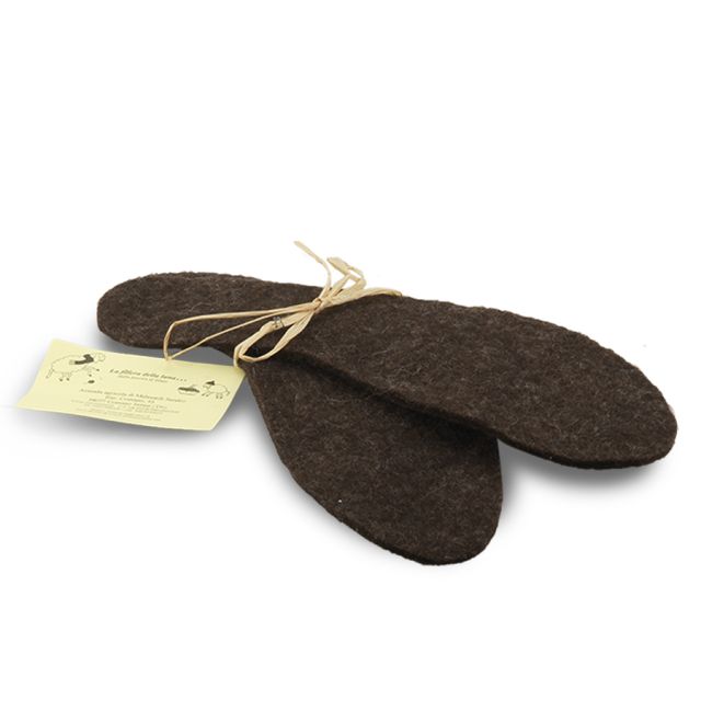 coppia di plantari in feltro di lana naturale di pecore trentine La Filiera della Lana
