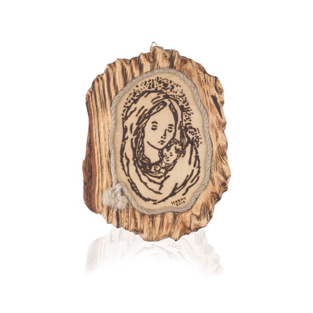 Pirografia Madonna e il bambino I Pirografia